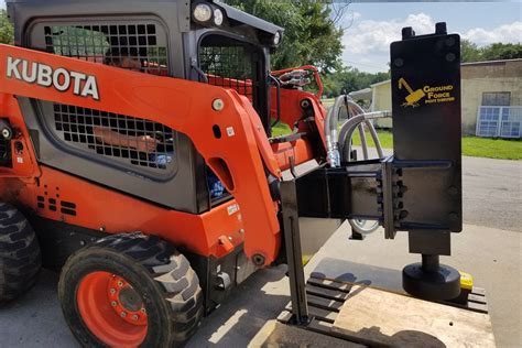 post driver skid steer attachment|skid loader post driver rental.